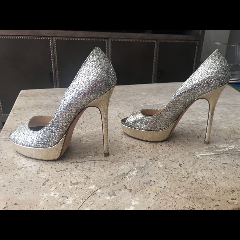 Jimmy Choo Silver Glitter Dahlia Platform Pump - Picture 5 of 6